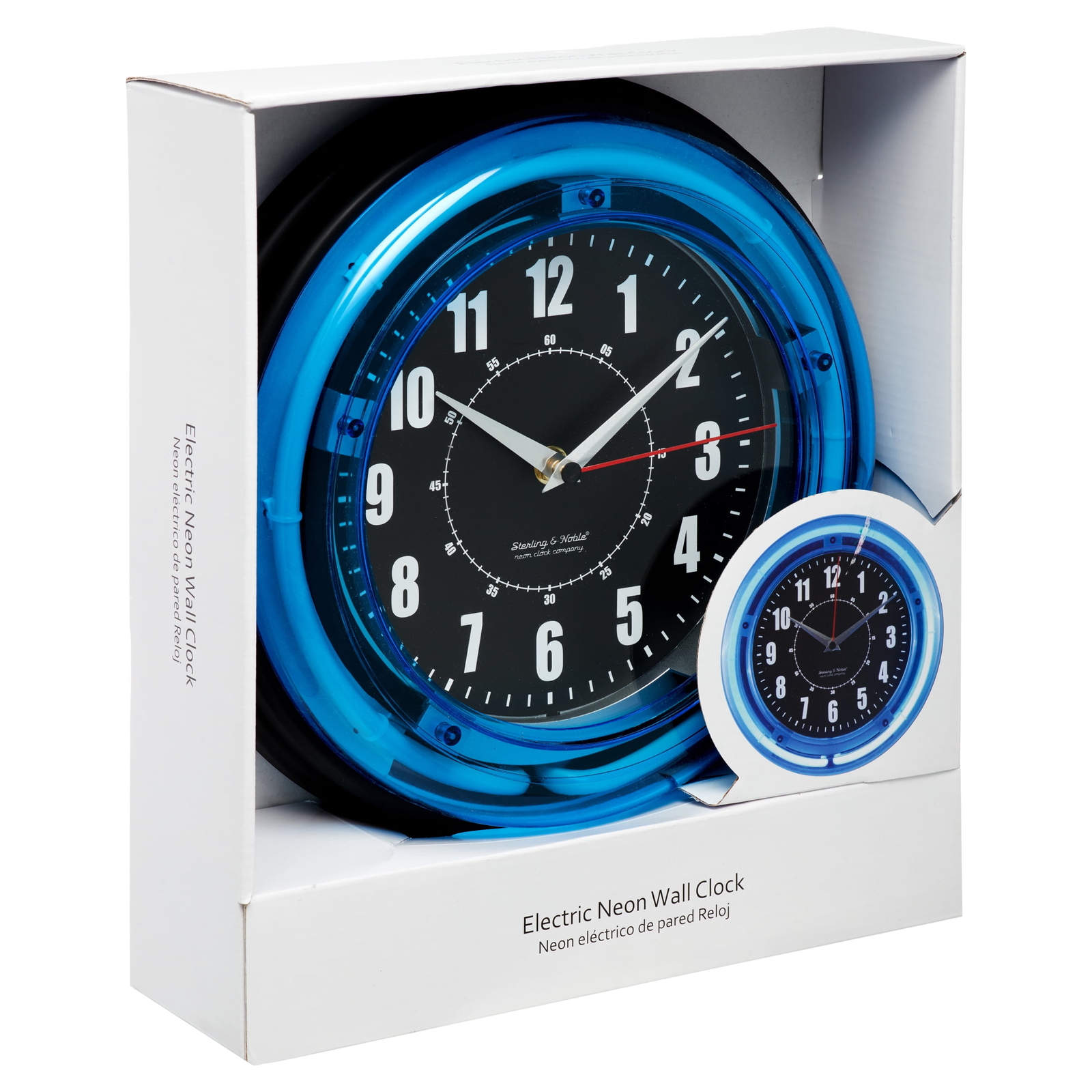 Sterling and Noble 11" Vibrant Blue Neon Analog Wall Clock