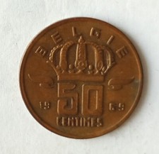 BELGIUM 50 CEN / CENTIMES coin 1969
