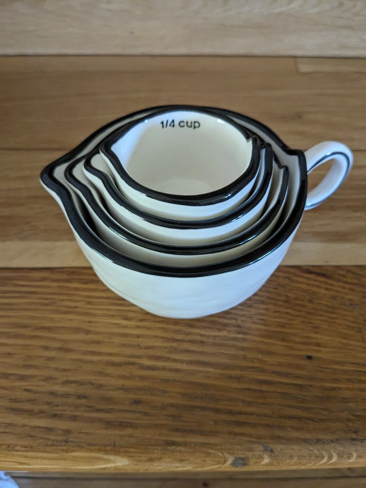 Rustic Stoneware Farmstyle Set Of 4 Nesting Measuring Cups (1, 1/2, 1/3, 1/4)