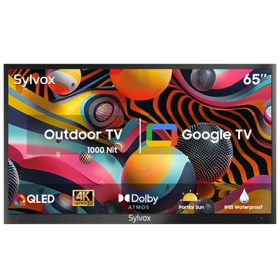 Sylvox 65 Zoll Outdoor Fernseher Teilweise Sonne 4K Dolby Atmos IP55 Wasserdicht