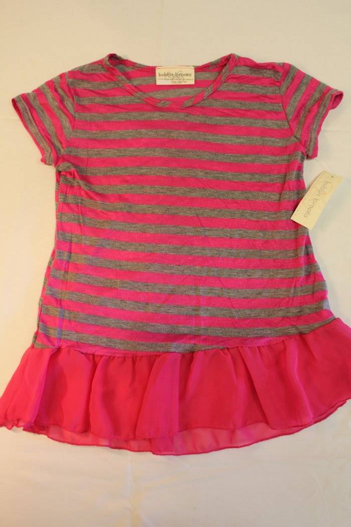 NEW Top Girls Size 4 - 5 XS Blouse Shirt Short Sleeve Pink School Clothes Ruffle