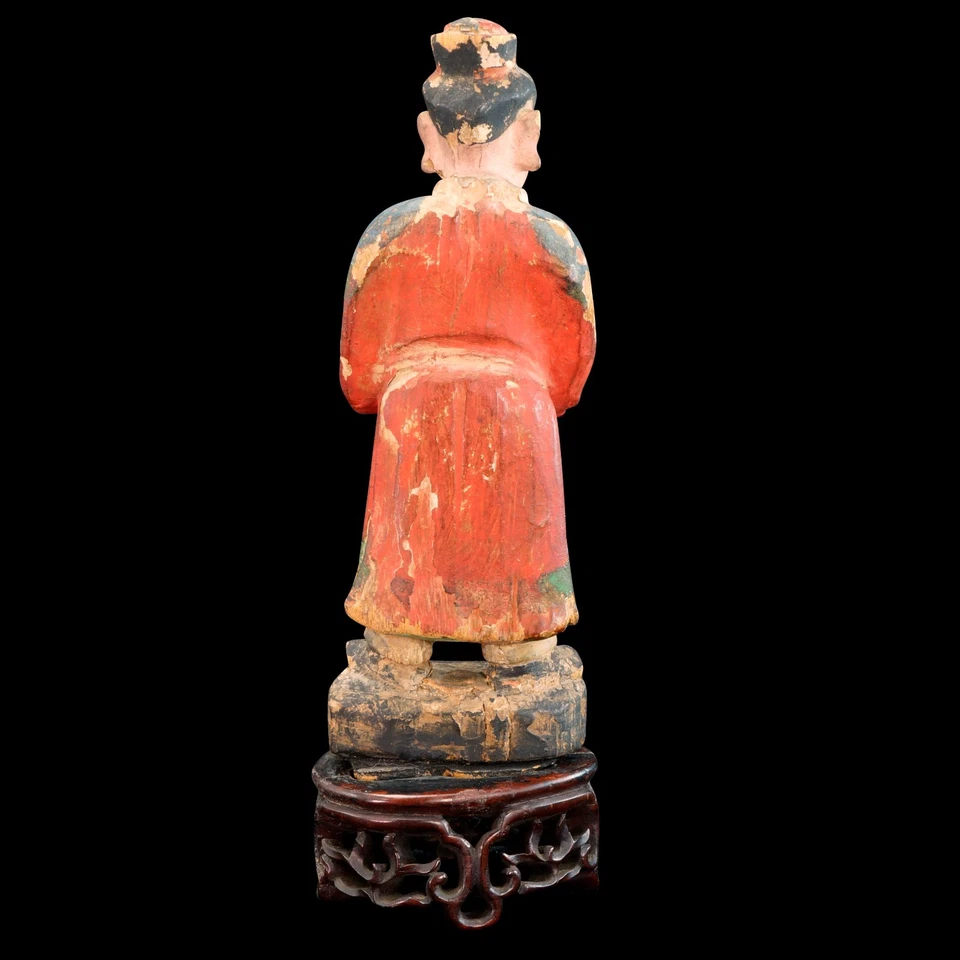 Altar chino de madera tallada Dios posiblemente Ming Foto 4 de 4