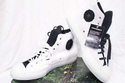 BNIB 2022 Converse x CLOT Chuck 70 Hi White/Black Faux Fur Panda MENS 10 A00321C