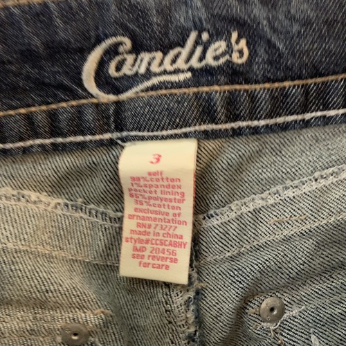 Candies Womens Distressed Jeans Capri Denim Embroidered Junior Size 3 - Picture 7 of 8