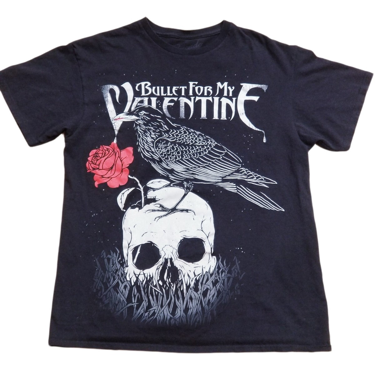 Bullet For My Valentine メンバー直筆サイン入りTシャツ Bullet For My Valentine T-Shirt Men Medium Crow Skull Rose
