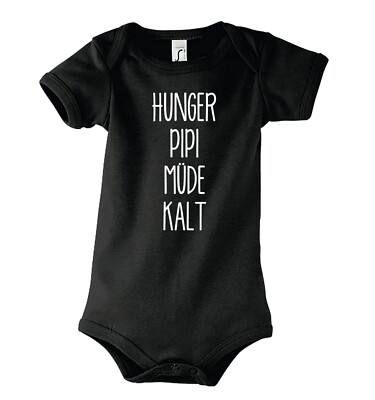 Youth Designz Baby Strampler Hunger, Pipi, Müde, Kalt Print Body Fun Spruch Kind
