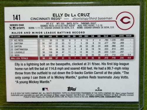 Camiseta deportiva Elly De La Cruz ROOKIE CARD #44 Cincinnati Reds RC 2024 Topps Serie 1 rc - Imagen 21 de 24