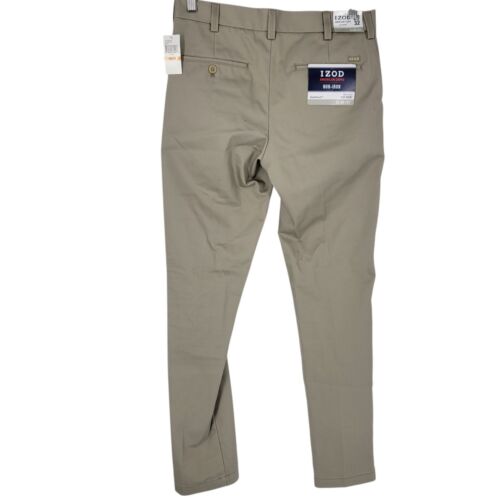 NWT IZOD American Chino 29x32 Flat Front Slim Fit Non-Iron Khaki Pants - Picture 3 of 3