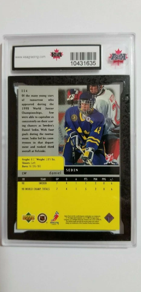 Daniel Sedin 1997-98 Triple Black Diamond Rookie Hockey Card KSA Graded 9.5!!! - Image 2 of 2