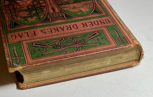 Vintage Illustrated Under Drakes Flag G.A Hefty Library Book - Foto 7 di 14