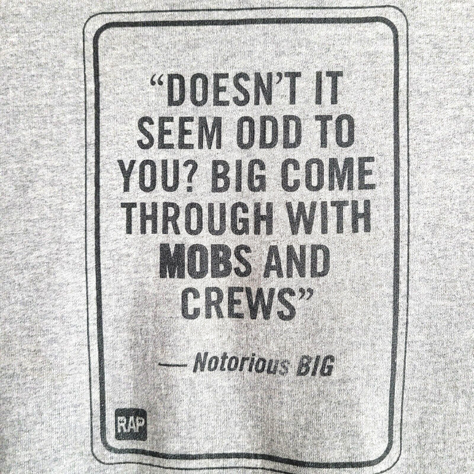 Womens Notorious BIG Hoodie Sweatshirt Gray Pullover Oversized LARGE Hip Hop Rap