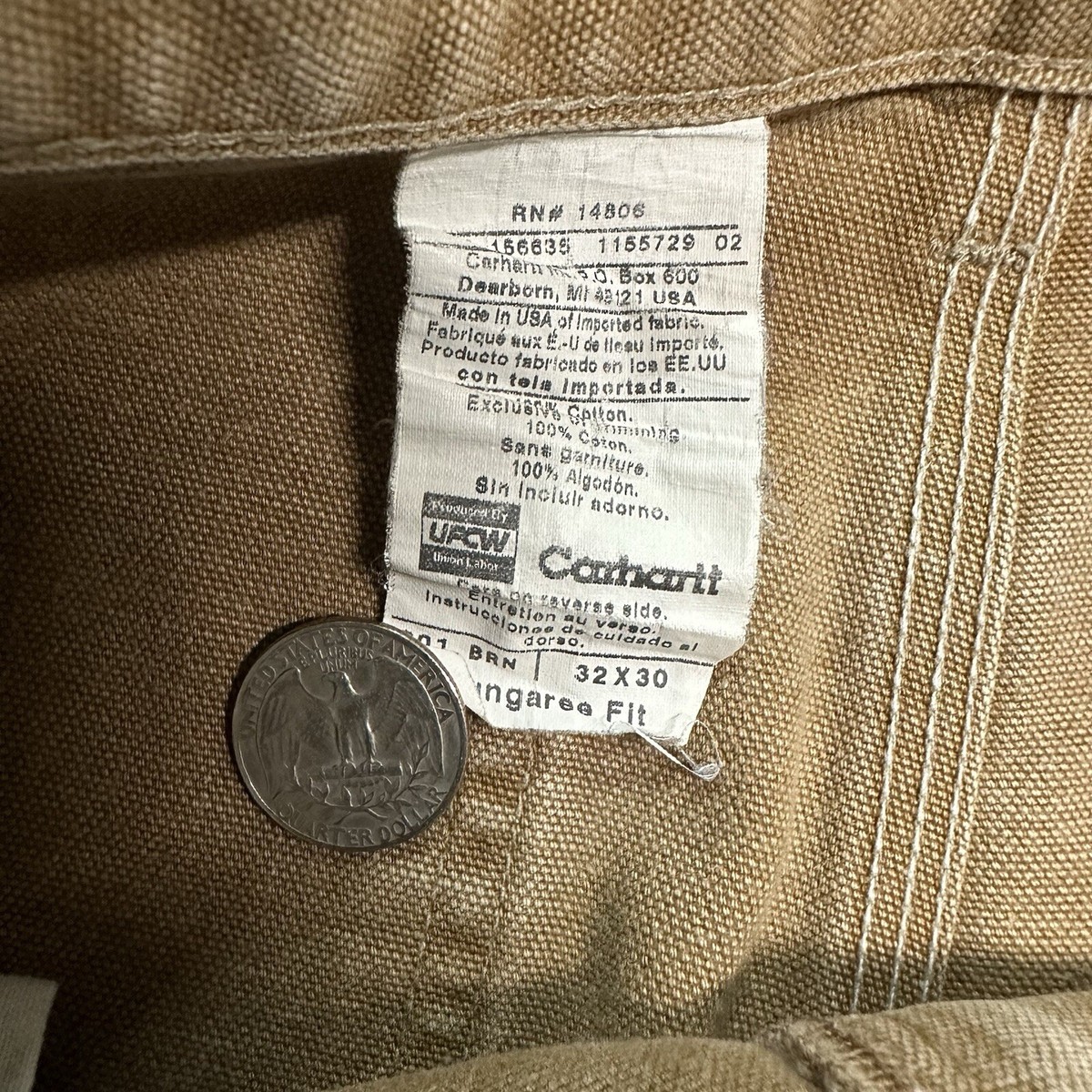 Carhartt Tan Double Knee Carpenter Pants 32x30 Workwear Faded