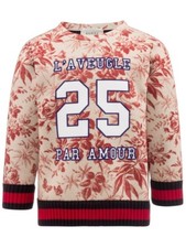  375 New GUCCI Kids Sweater Romantic Cerise Floral Sweatshirt Beige Red 8