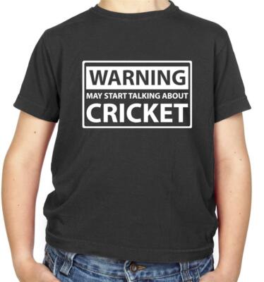 Warning May Start Talking About Cricket Kinder T-Shirt - Spieler - Asche
