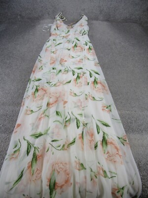 Lulus Maxi Dress Womens Small White Floral Long Halter Sleveless NEW