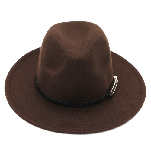 Unisex Stiff Wide Brim Fedora Hats Wool Blend Panama Caps Leather Belt Band CFYZ - Picture 15 of 29