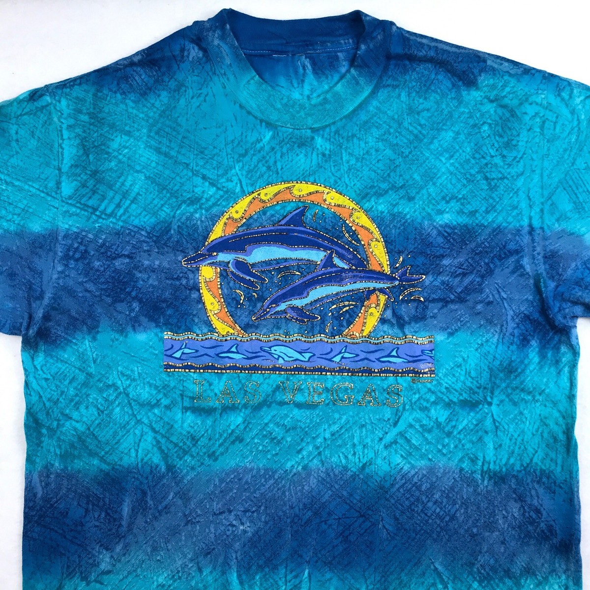 美品 holiday SUPER FINE DRY TIE-DYET-SHIRT vintage 90s DOLPHIN OCEAN SUNSET TIE-DYE T-Shirt LARGE single