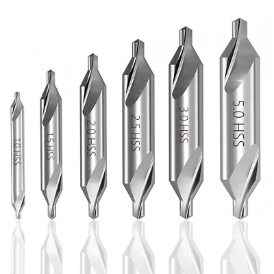 XCAN 6x HSS Zentrierbohrer Metall Set 1-5mm Kegelsenker-Werkzeuge Drehmaschine Metall