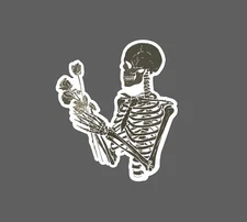 Skeleton Holding Roses Sticker Waterproof Flower Floral Gift Bones NEW