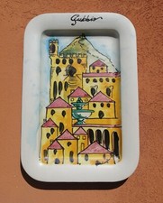 Ceramica GUBBIO vintage dipinto a mano piatto vasoio 44x30cm ottime condizioni 