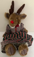 Vintage Tender Heart Treasures Plush Christmas Moose w/Dress and Apron