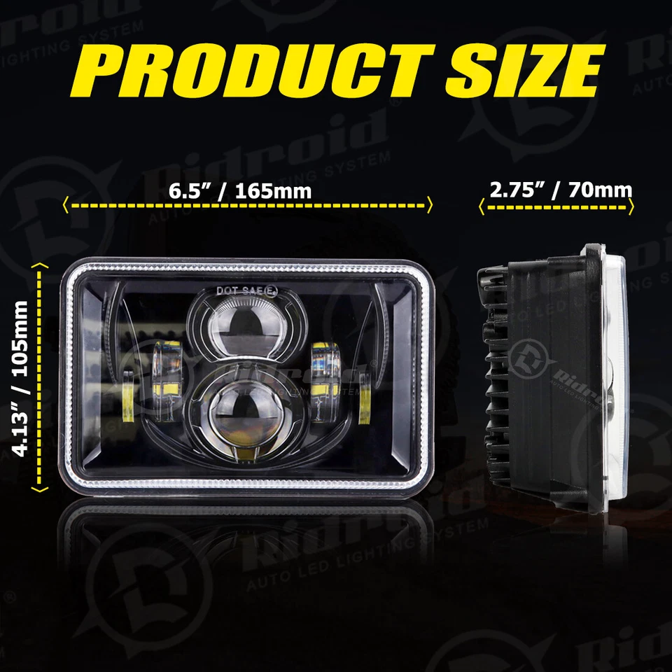 4X Faros LED DRL Aprobados 4x6" 120W para Peterbilt Kenworth Freightliner Foto 4 de 4