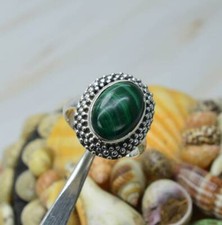 Natural Green Malachite Gemstone Ring,925 Sterling Silver,Gift,All Sizes 3 to 14