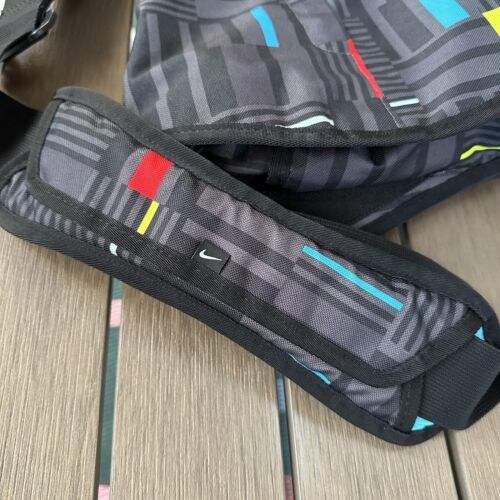 Nike Cordura Messenger Commuter Shoulder Bag Black Volt Blue Red 18" Preowned - Picture 2 of 21