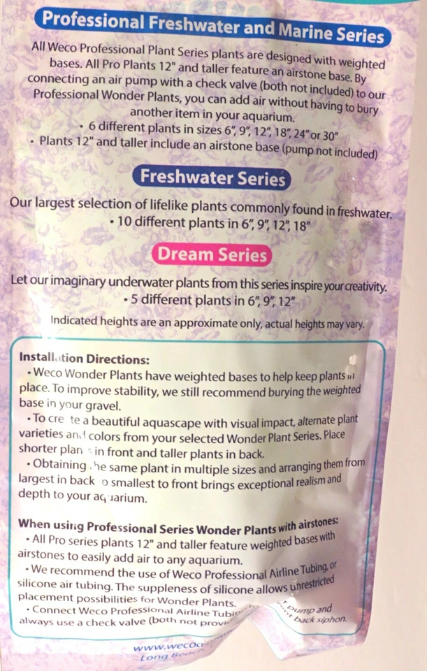 Weco MarinePro Algas Gigantes 6"" Acuario, Pecera, Base Plástica con Peso para Plantas Foto 2 de 2