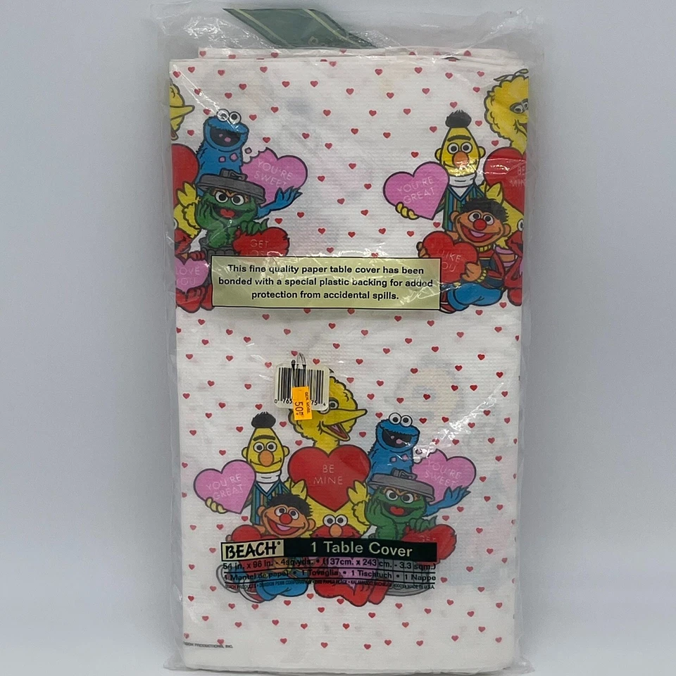 复古海滩芝麻街情人节纸桌布 54 英寸 x 96 英寸 — 第 2/4 张图片