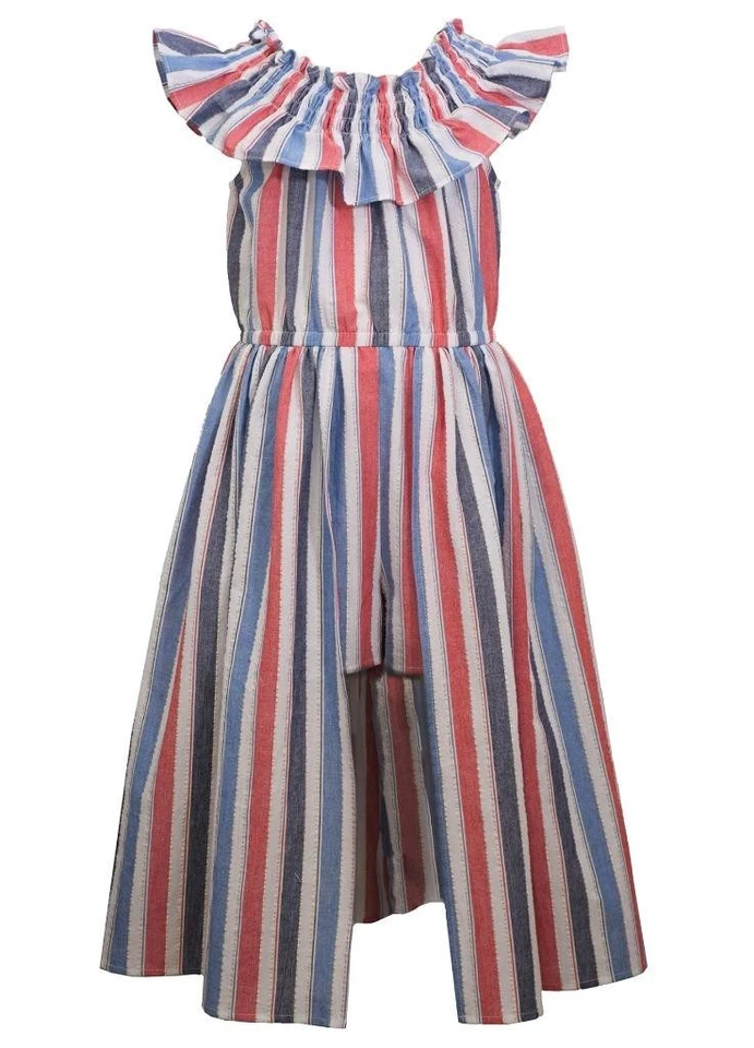 NEW Bonnie Jean Girls Size 5 4th Of July Red Walk-Through Skirted Shorts Romper - Image 1 of 4