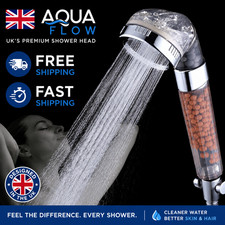 High Turbo Pressure Shower Head Bathroom Powerful Energy Water Saving Filter UK