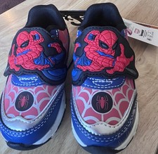 NWT Marvel Spider-Man Toddler Boys Light-Up Sneakers Size 7 Blue Red Shoes New