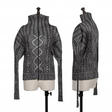 PLEATS PLEASE Cable Knit Transfer Print Double Zip Jacket Size 4 K-137784 
