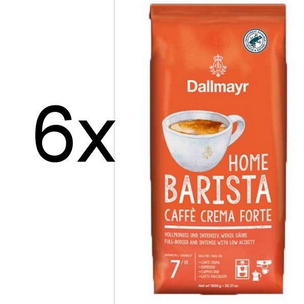 6X 1Kg Dallmayr Cafe Crema Home Barista Forte Kaffeebohnen Kaffee-image