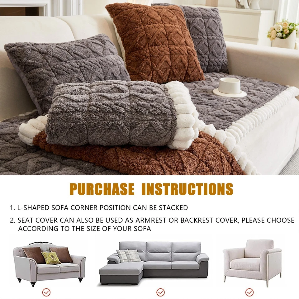 Funda Sofá Felpa Mascota Geométrica Jacquard Coral Antideslizante Funda Sofá Cojín Prote Foto 2 de 4