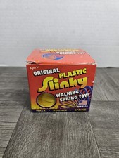 NOS Original James Industries Plastic Slinky Walking Spring Toy - Yellow