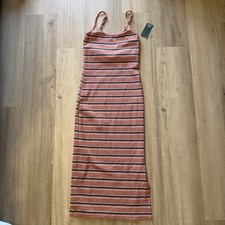 Wild Fable Women's Sleeveless Dress Size Small Brown With Blue And White Stripes