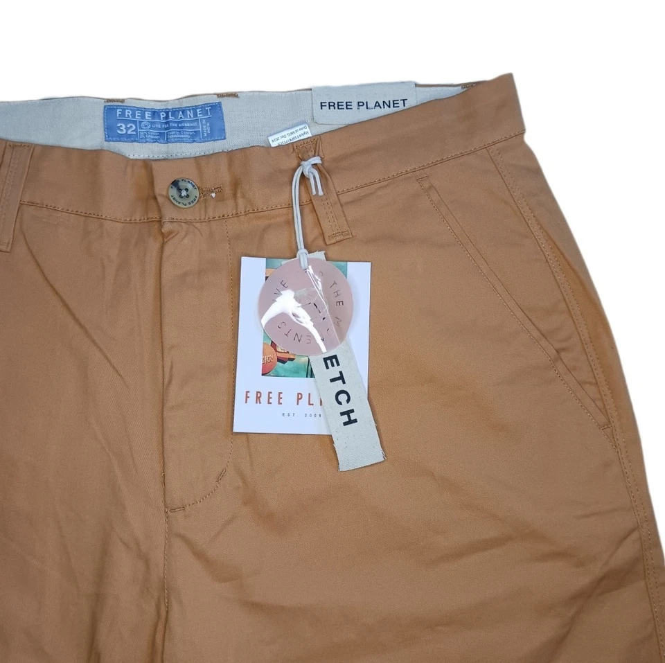 Free Planet Mens Shorts Size 32 Stretch Regular Fit Brown Pastry Shell 9" Inseam - Image 4 of 4