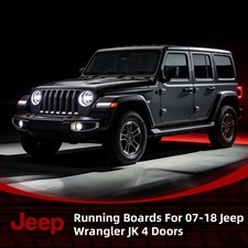 Running Boards Black Powder Coated Side Steps Fits 2007-2018 Jeep Wrangler Jk