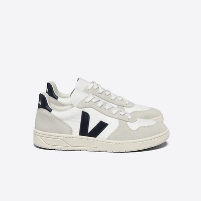 VEJA V-10 B-Mesh Sneakers White Nautico Navy Suede Sustainable Low Top Trainers