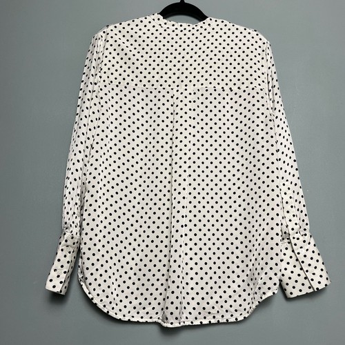 Everlane The Hammered Satin Popover Shirt White Black Polka Dot Women’s Size 10 - Picture 4 of 9