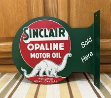 Sinclair Gas Oil Flange Sign Sold Here Doubled Sided Vintage Style Wall Decor