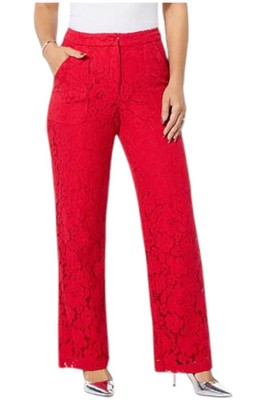 Curations x Amy Morrison Women's Lined Lace Pant with Pockets Red