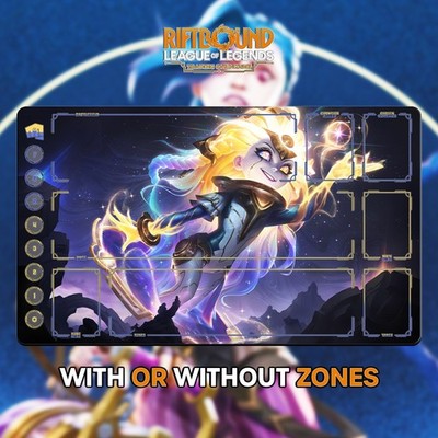 RIFTBOUND LOL TCG Spielmatte 24x14''(60*35cm) | ZOE Prestige - genähte Kanten