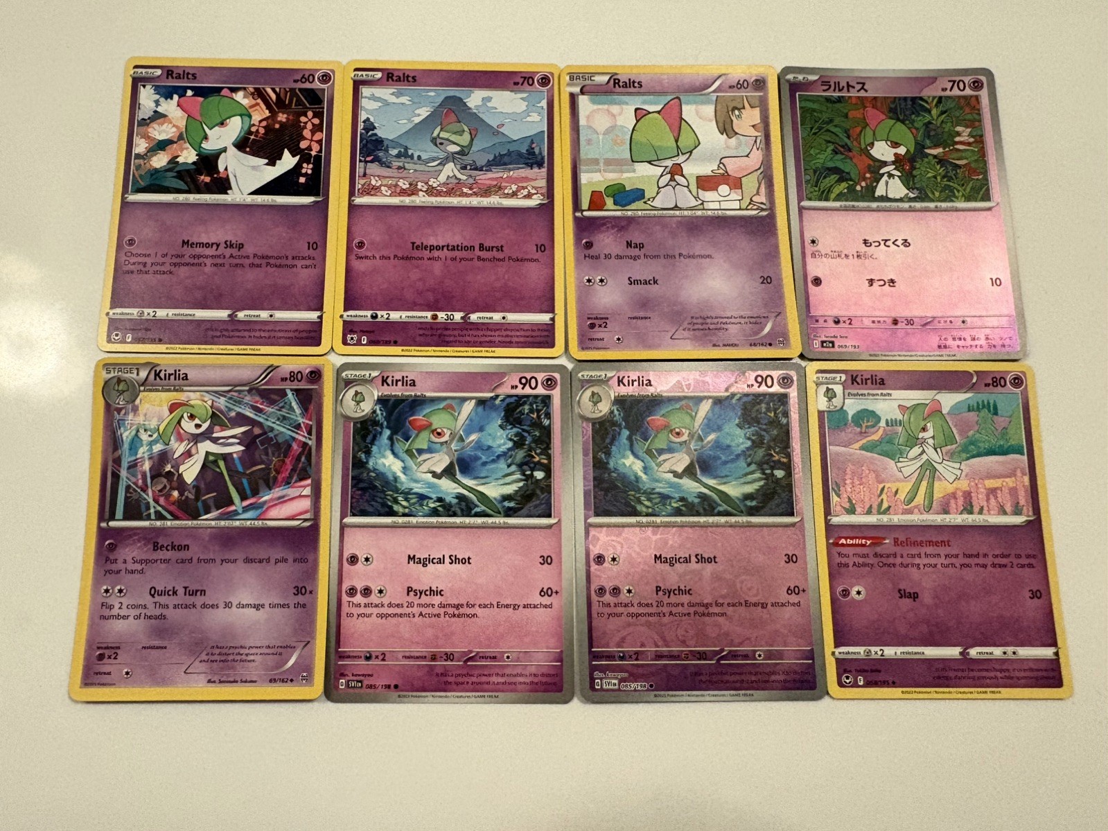 Pokemon Card Set Ralts Kirlia Collection Lot 8 Cards NM/LP