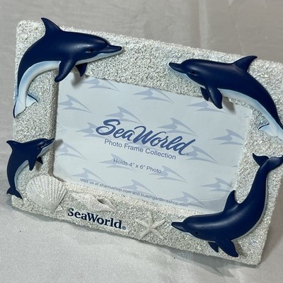 SeaWorld dolphin photo frame 4 x 6 photo marine animals theme park glitter NEW