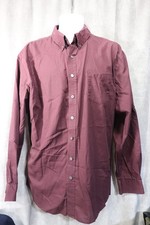 Croft  Barrow Men's Burgundy Long Sleeve Button Up Dress Shirt Size XL