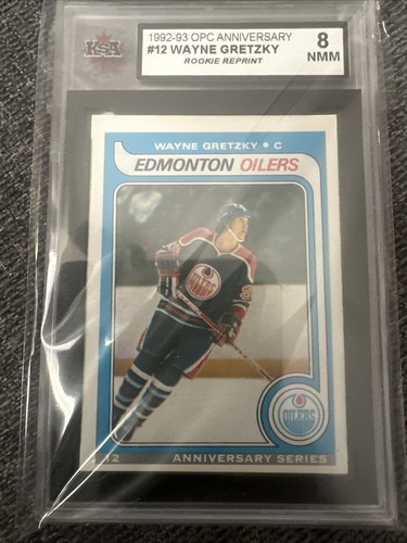 1992-93 O-Pee-Chee Anniversary Rookie Reprint Graded KSA 8 #12 Wayne Gretzky