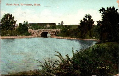 Postcard MA Worcester North Park Posted 1909 Massachusetts 